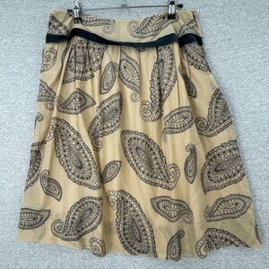 Pendleton Skirt Womens 12 Silk Blend Cream Black Paisley Pleated Lined Flowy